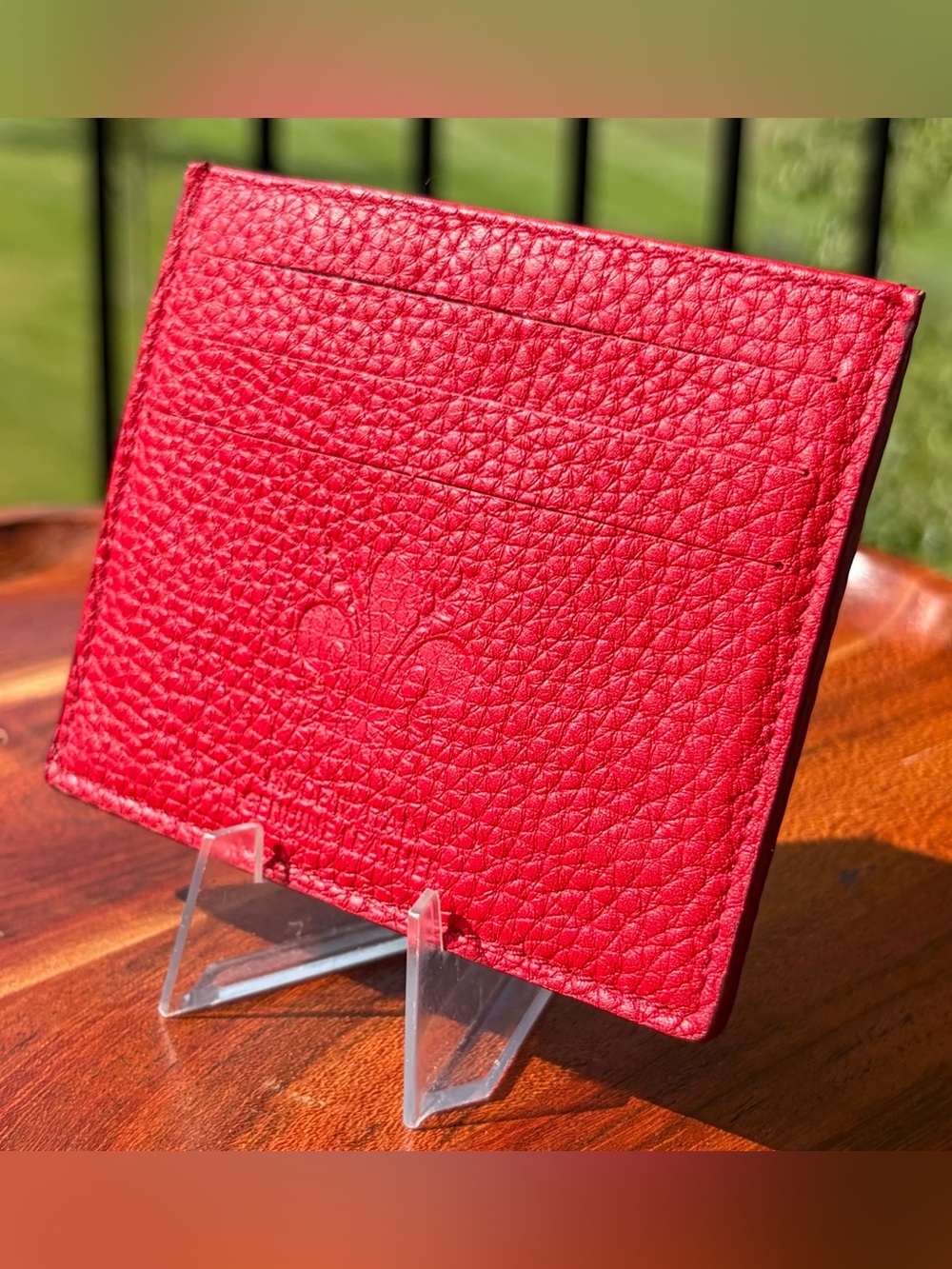 Italian Red Leather Card Holder Wallet Like New - Picture 6 of 6